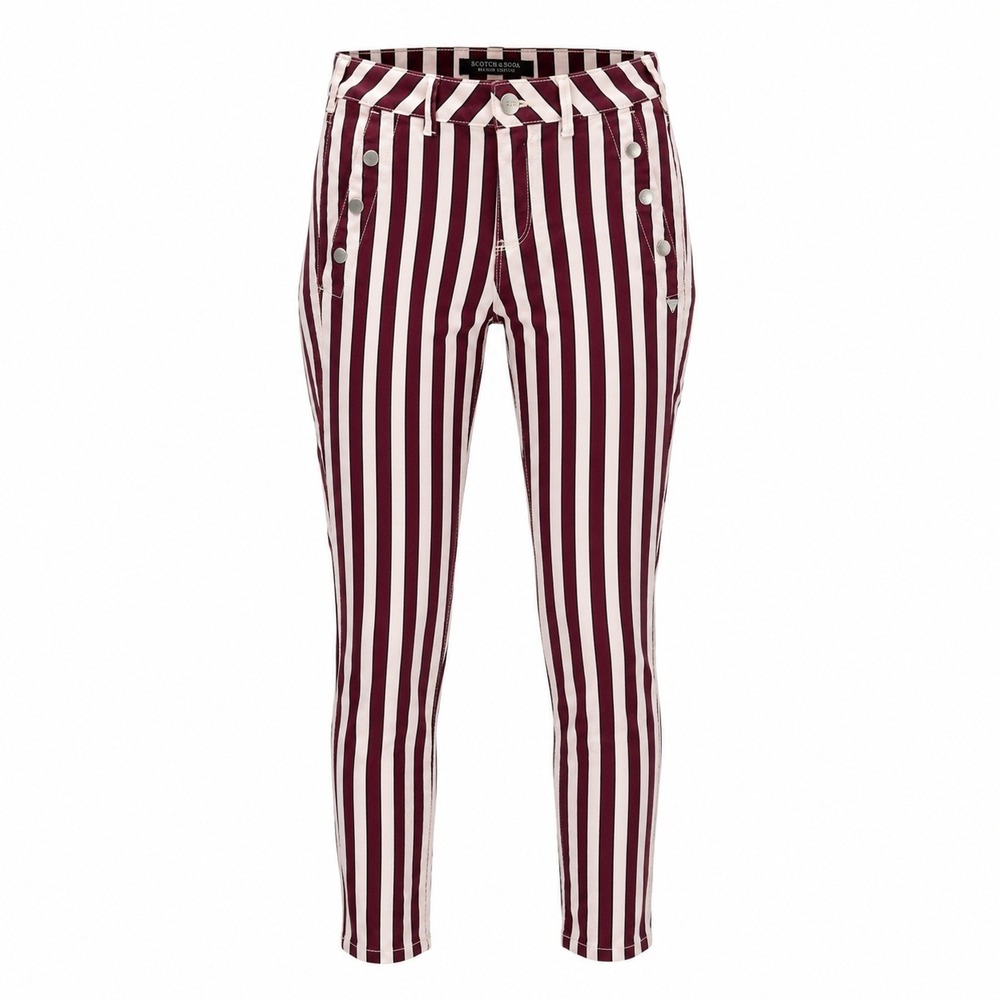 Scotch & Soda Maison Scotch Skinny Striped Pants Burgundy Cream 27 Voila Punk